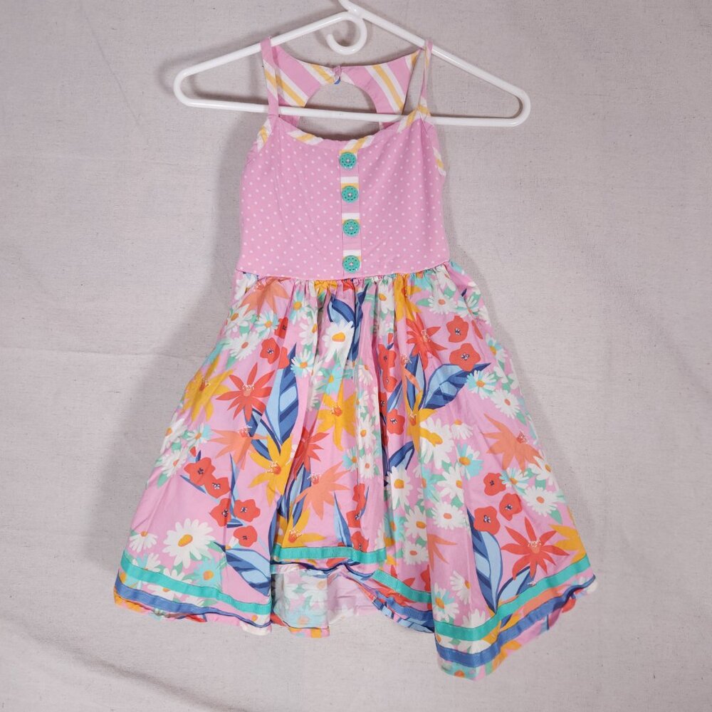 Matilda Jane Floral Polka Dot Dress Girls Size 8 Pink Cottagecore Boho Whimsical